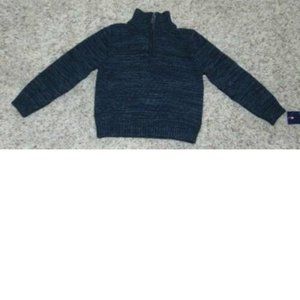 Boys Sweater Chaps 4/5 Black Marl Long Sleeve Zip Neck High Collar